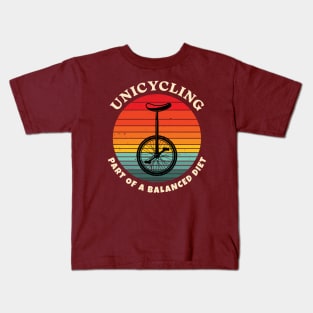 Unicycling Part of A Balanced Diet Kids T-Shirt